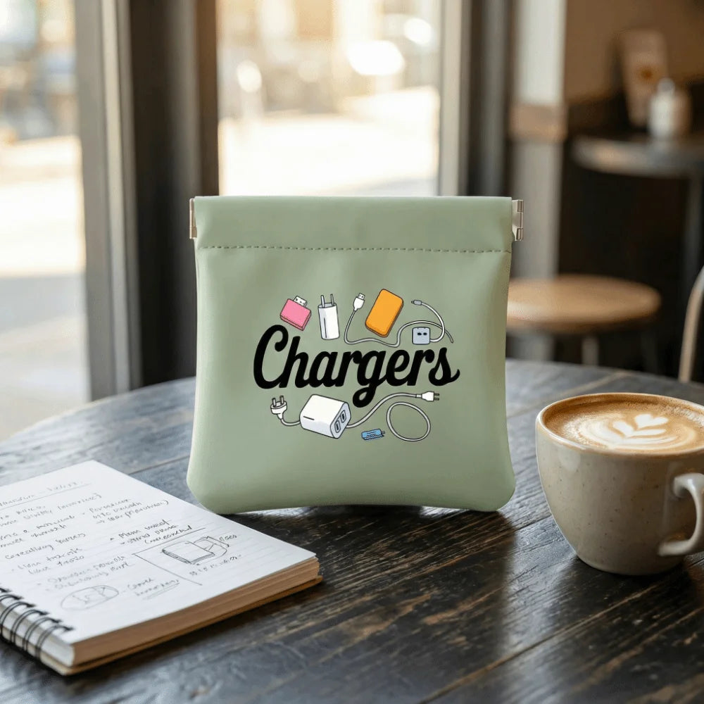 Coin Bag Dust-proof Charger Storage Bag Durable Multi-functional Cable Storage Bag Self-closing Spring Mini Square Handbag Home Vue