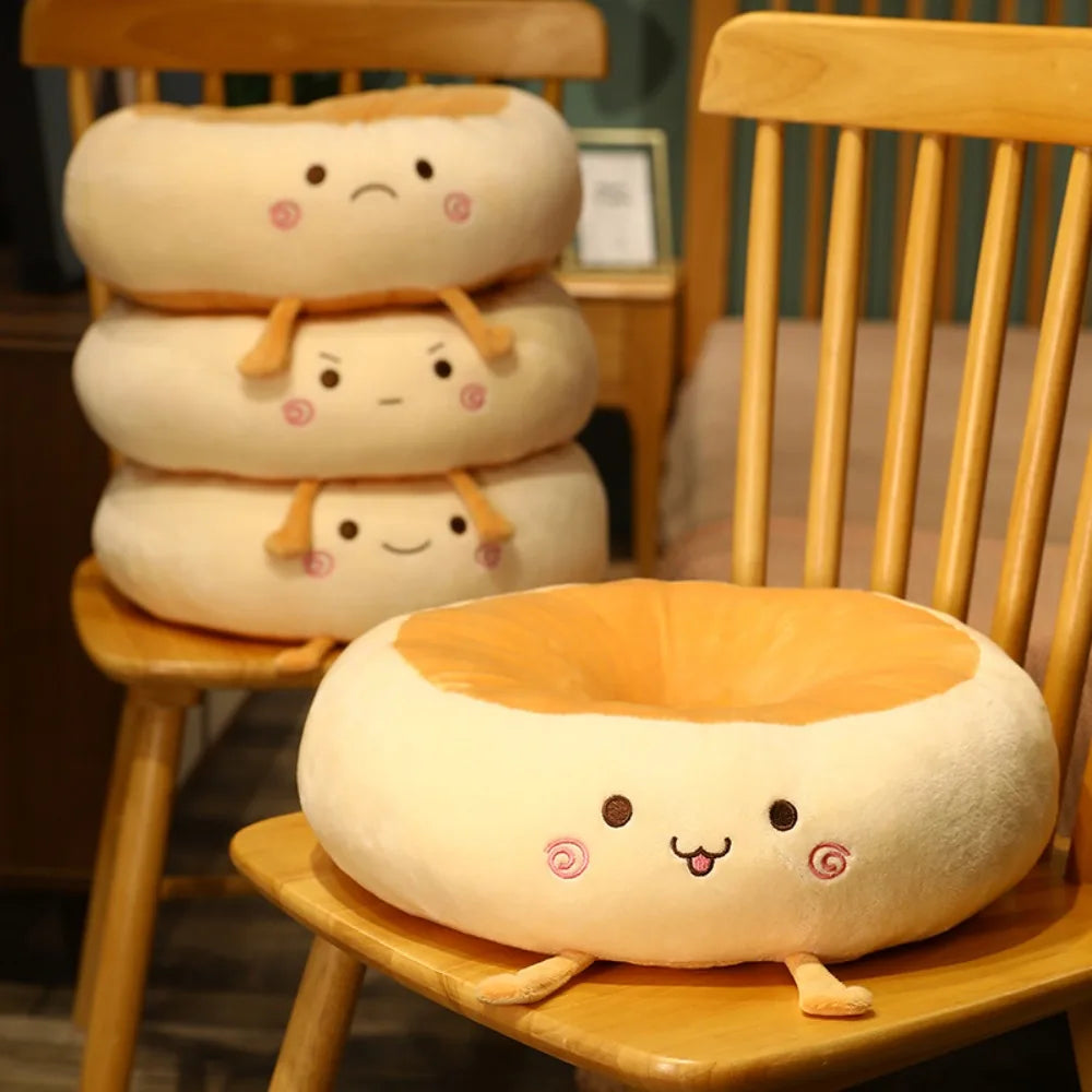 Cute PP Cotton Bread Seat Cushion Round Soft Doughnut Office Sitting Mat Beathable Thickened Chair Cushion Student Vue