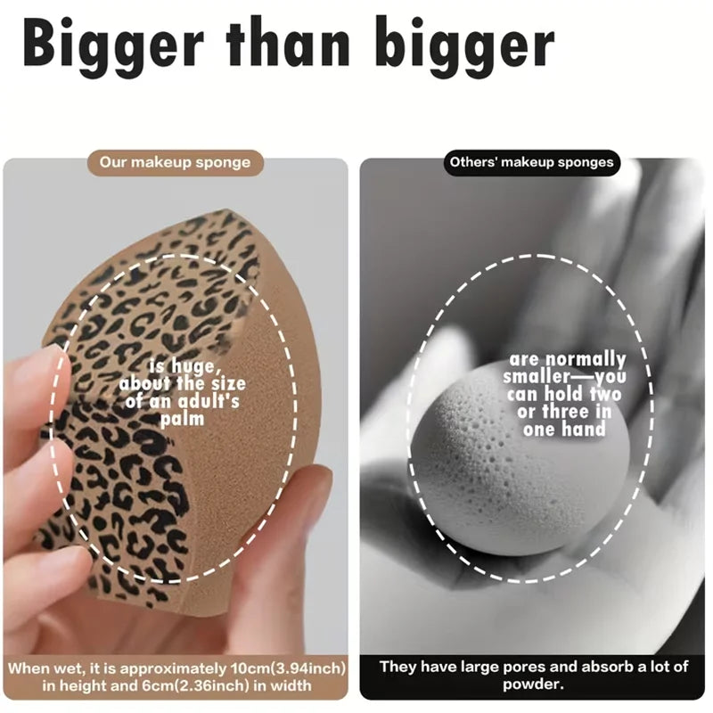 1/2pcs Extra Large Leopard Print Makeup Sponge Wet/Dry Dual Use Three-cut Makeup Sponge Flawless Liquid Foundation Application Vue