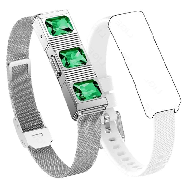 Hot-Smart Bracelet With 2 Bands, 24/7 Heart Rate/Blood Oxygen/HRV/Sleep Monitor,With Message/Call Reminder Black Vue Green