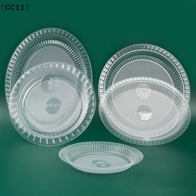 50PCS Disposable Circular Fruit Plates Transparent Plastic Snack Plates Plates Multifunctional Food Home Kitchens〔CC11〕 Vue