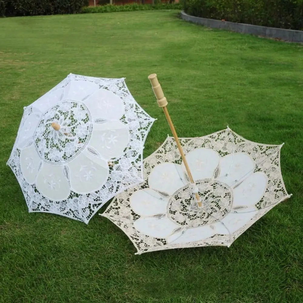 26 Length Embroidery Lace Parasol Umbrella Wedding Decoration Photo