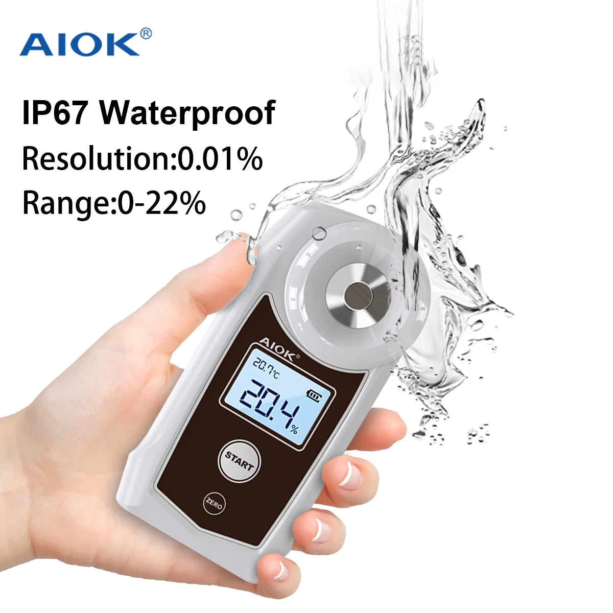 AIOK AK002K AK002KPRO Refractometer High Precision Coffee Concentration Meter Range TDS 0-22% Temerature Compensation IP67 PPBOX Vue