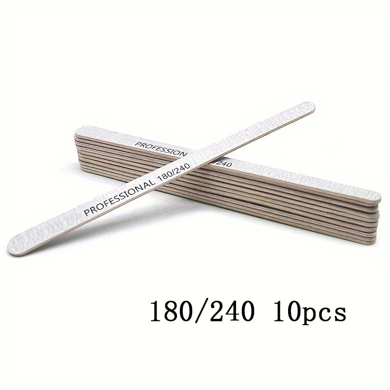 Grey Sandpaper Nail Files 100/180/240 Buffs For Manicure Pedicure Tools Material Srong Thick Nails File Kit Vue