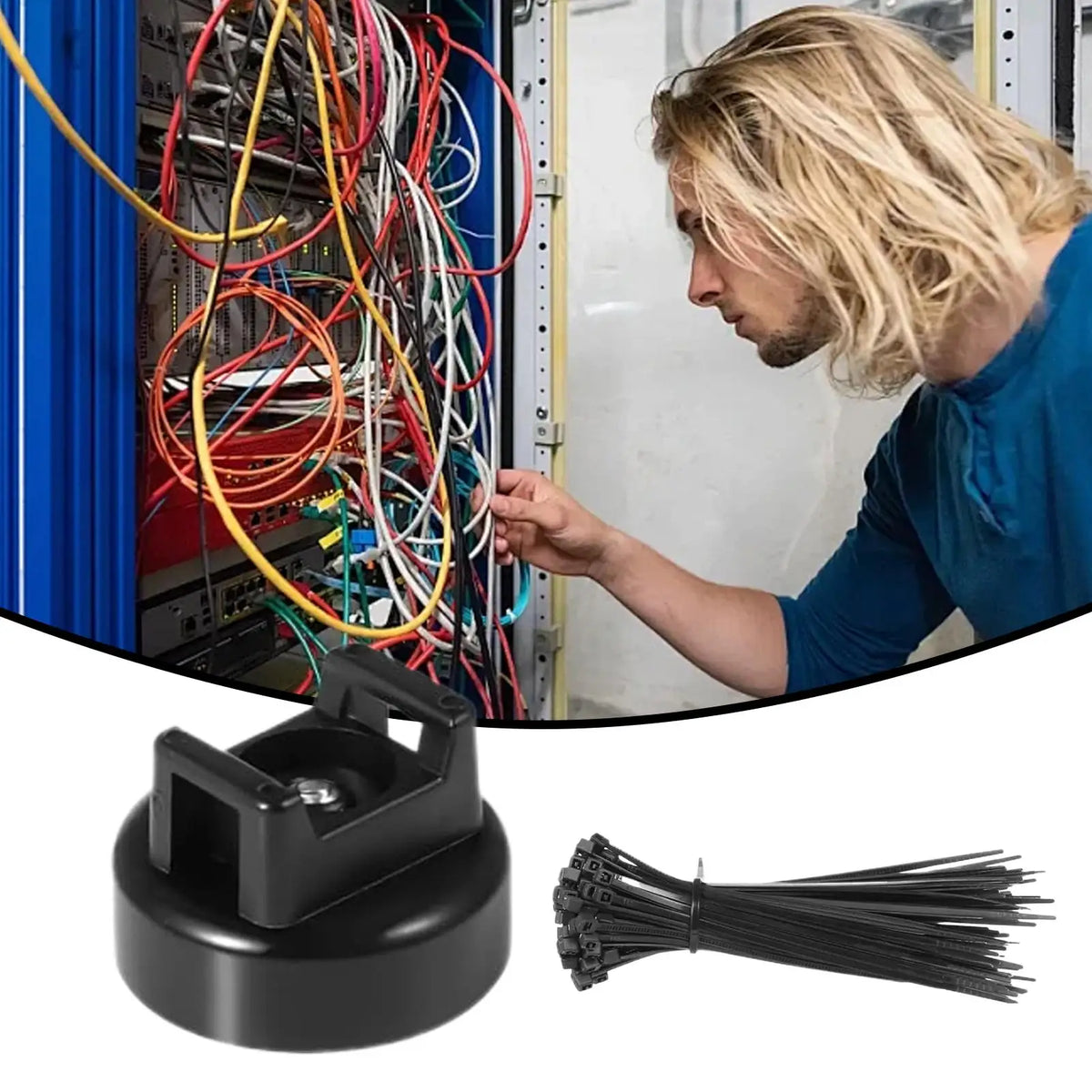 15pcs Magnetic Cable Zip Tie Mount Kit Charging Cord Organizer Multifunctional Cable Holder with Ties for Wall Work Organization Vue