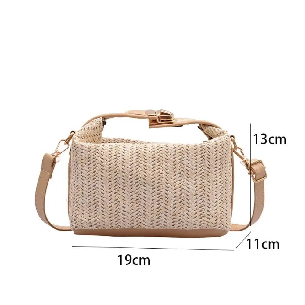 Straw Knitting Crossbody Bag Bohemian Shoulder Strap Woven Bucket