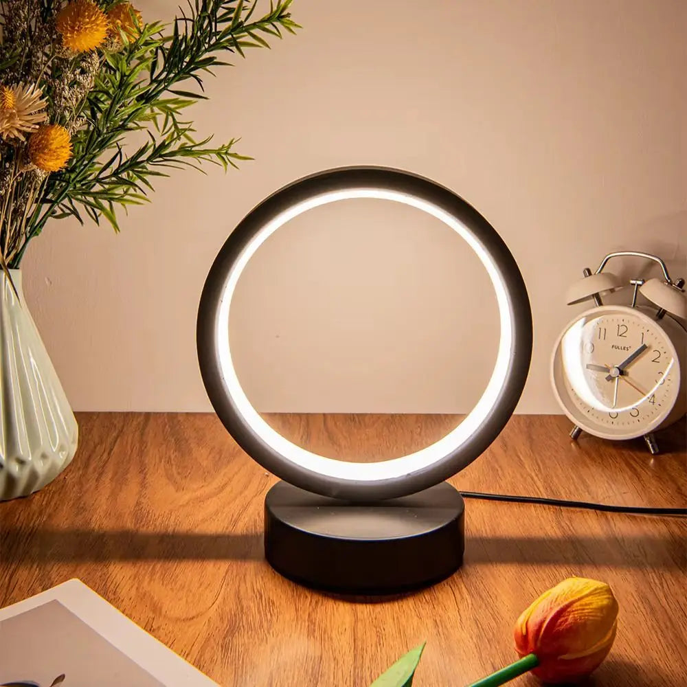 Home Decor Simple LED Circular Ring Table Lamp Creative Modern Night Light USB Plug Reading Light Restaurant Hotel Vue