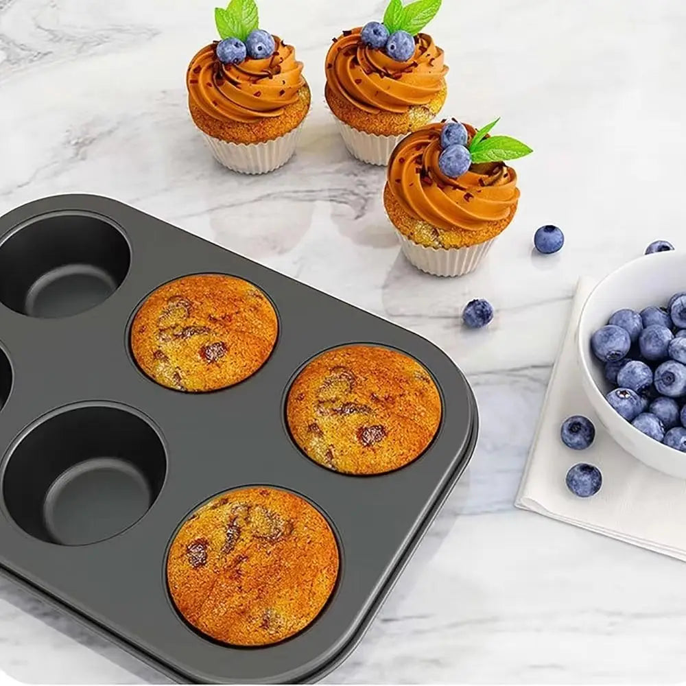 2Pcs Easy To Clean 4/6 Cups Pancake Pan Mold Non-Stick Round Muffin Baking Pan Silicone Reusable Mini Cupcake Pan Dessert Making Vue