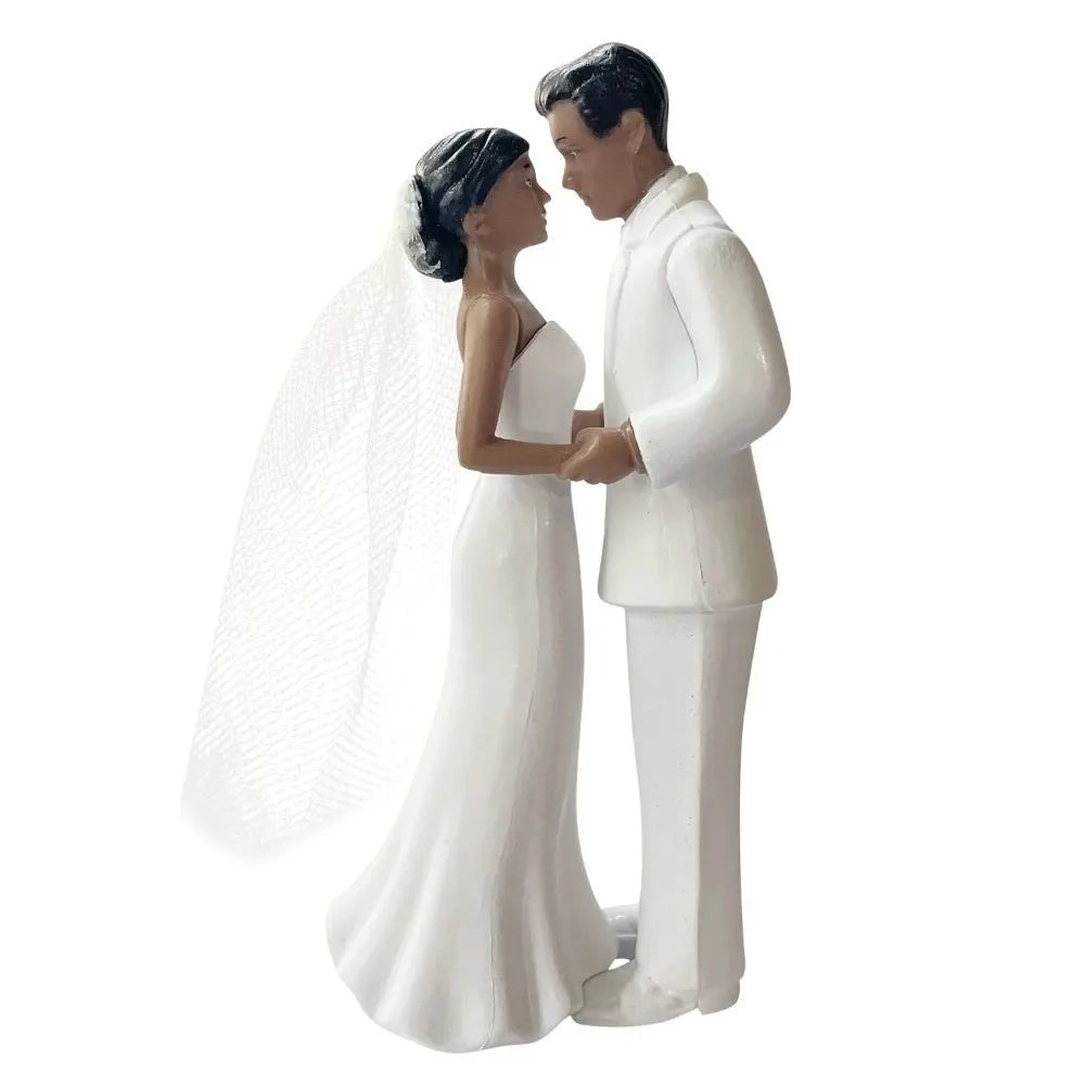 Anniversary Decoration Couple Wedding Cake Topper Elegant White/Black Cake Toppers Dolls PVC Creative Bride & Groom Figurines Vue White