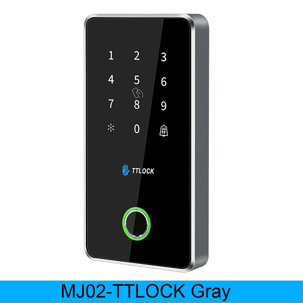 Asia-Teco Outdoor Nfc Rfid Keypad Ttlock App Fingerprint Bluetooth Gateway 13.56Mhz Card Access Control System MJ02 Metal Alloy Vue MJ02-TTLOCK-Gray