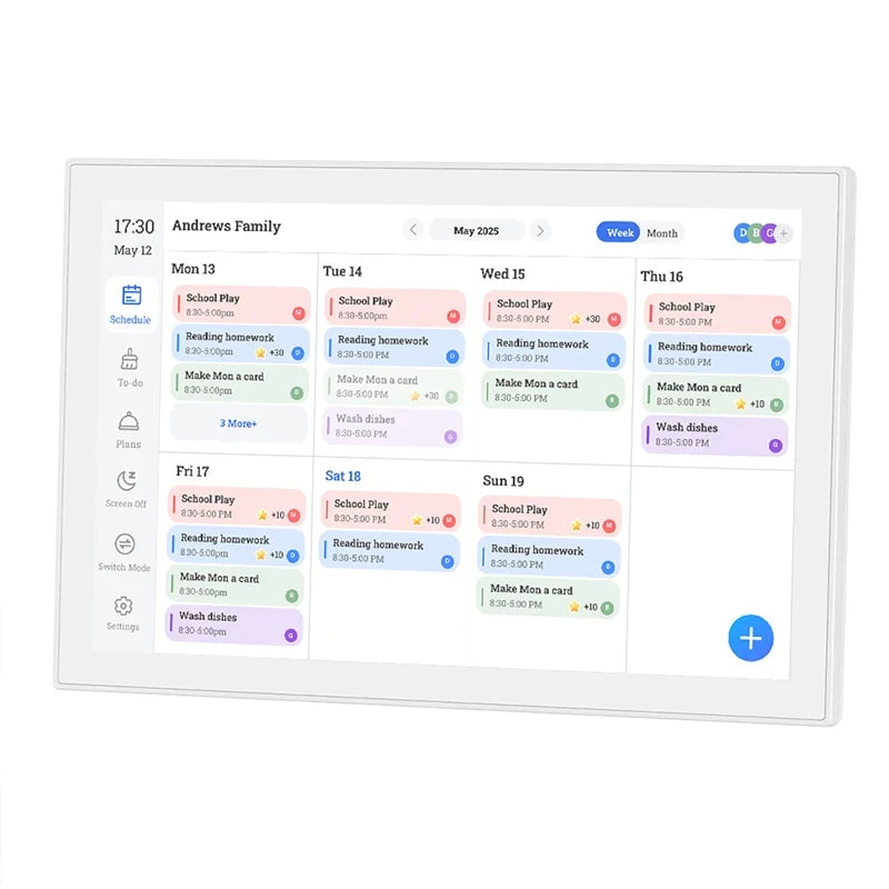 10.1 Inch Digital Calendar Planner IPS HD Smart Touchscreen for Family WiFi Interactive Display Wall Planner Electronic Calendar Vue 10.1 inch EU Plug