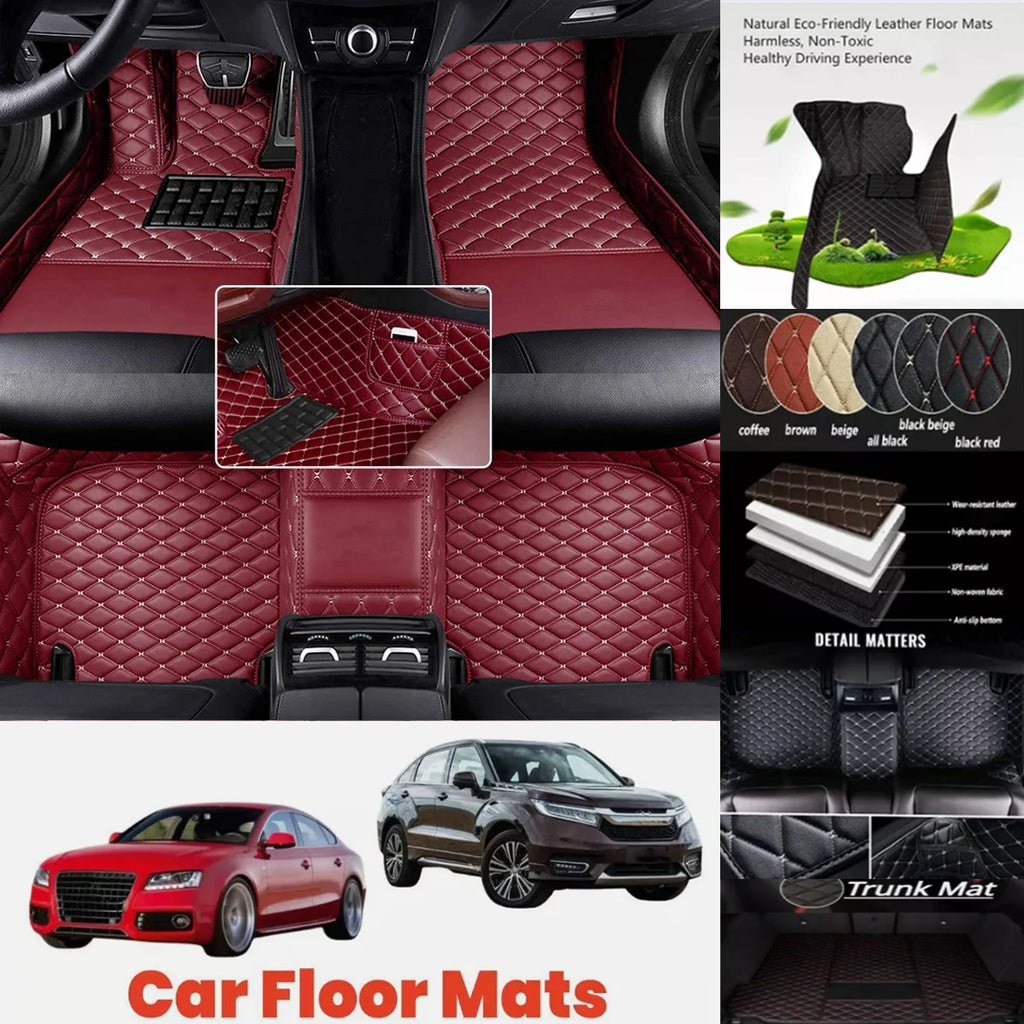 Custom PU Leather Floor Mats for BMW 6 Series F12 F06 F13 Custom Car Floor Mats Vue 1-wine red Coupe F13 2Doors