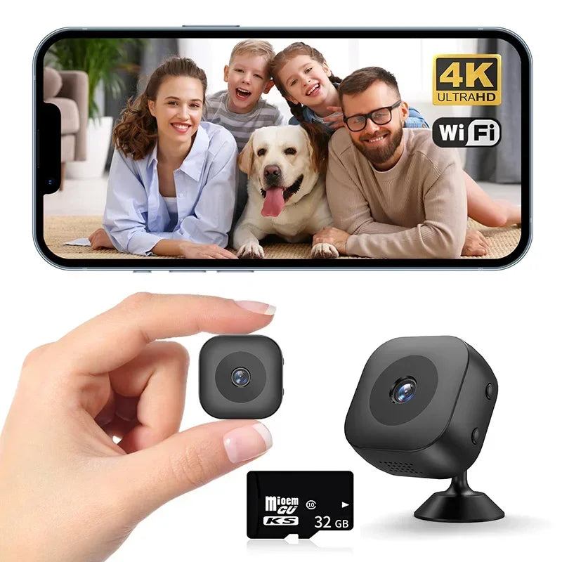 Lenovo Smart 4K HD Mini Camera Full Color Night Vision WiFi Monitor Waterproof Motion Smart Home Security Protection Monitor Vue Black-32GB Card