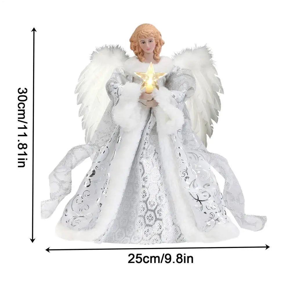 Christmas Tree Decorations Christmas Tree Top Angel with String Light Rustic Ornament for Fireplace Farmhouse Bedroom Garden Vue A