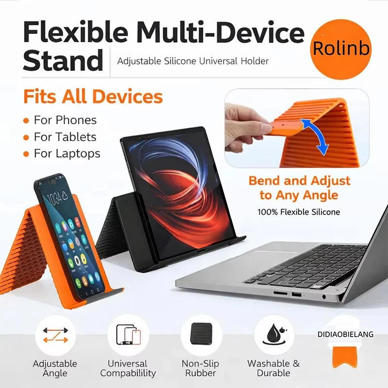 Portable Foldable Silicone Phone Holder Bendable Freely into Any Shape Multi-Angle Adjustable Stand for Mobile Phone Vue