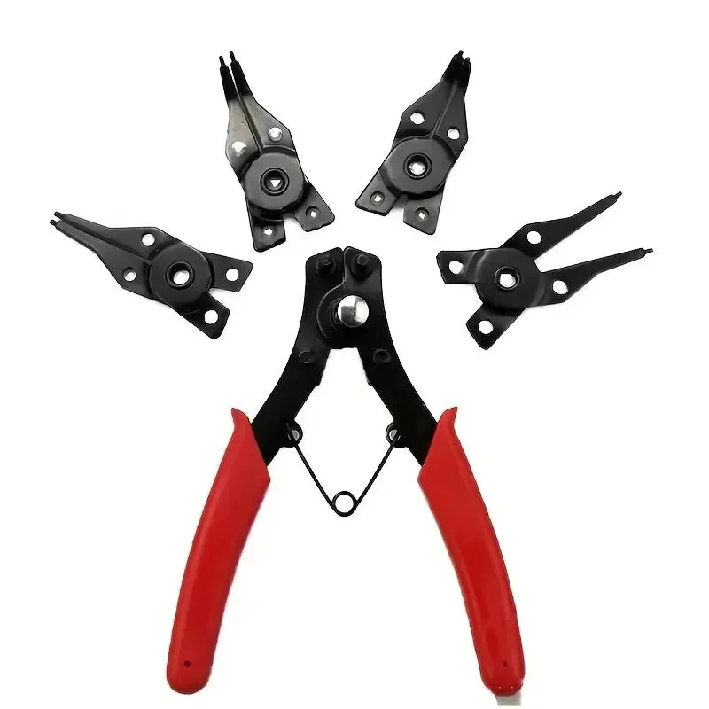 4-In-1 Circlip Pliers Set Snap Ring Pliers Multi Crimp Removable Plier Head Retaining Circlip Pliers Hand Tools Multifunctional Vue