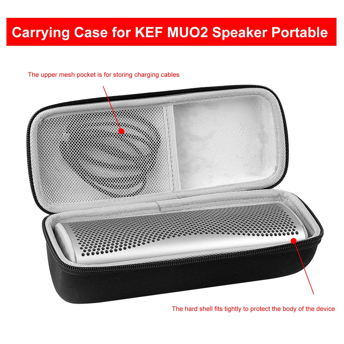 Carrying Case for KEF MUO2 Portable Bluetooth-compatible Speaker Protective Storage Bag Hard Travel Case with Handle Vue