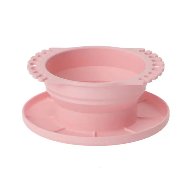 Silicone Brush Cleaning Bowl with Hanging Hole Collapsible Scrub Washing Tray Drying Holder for Beauty Blender & Makeup Brushes Vue Pink