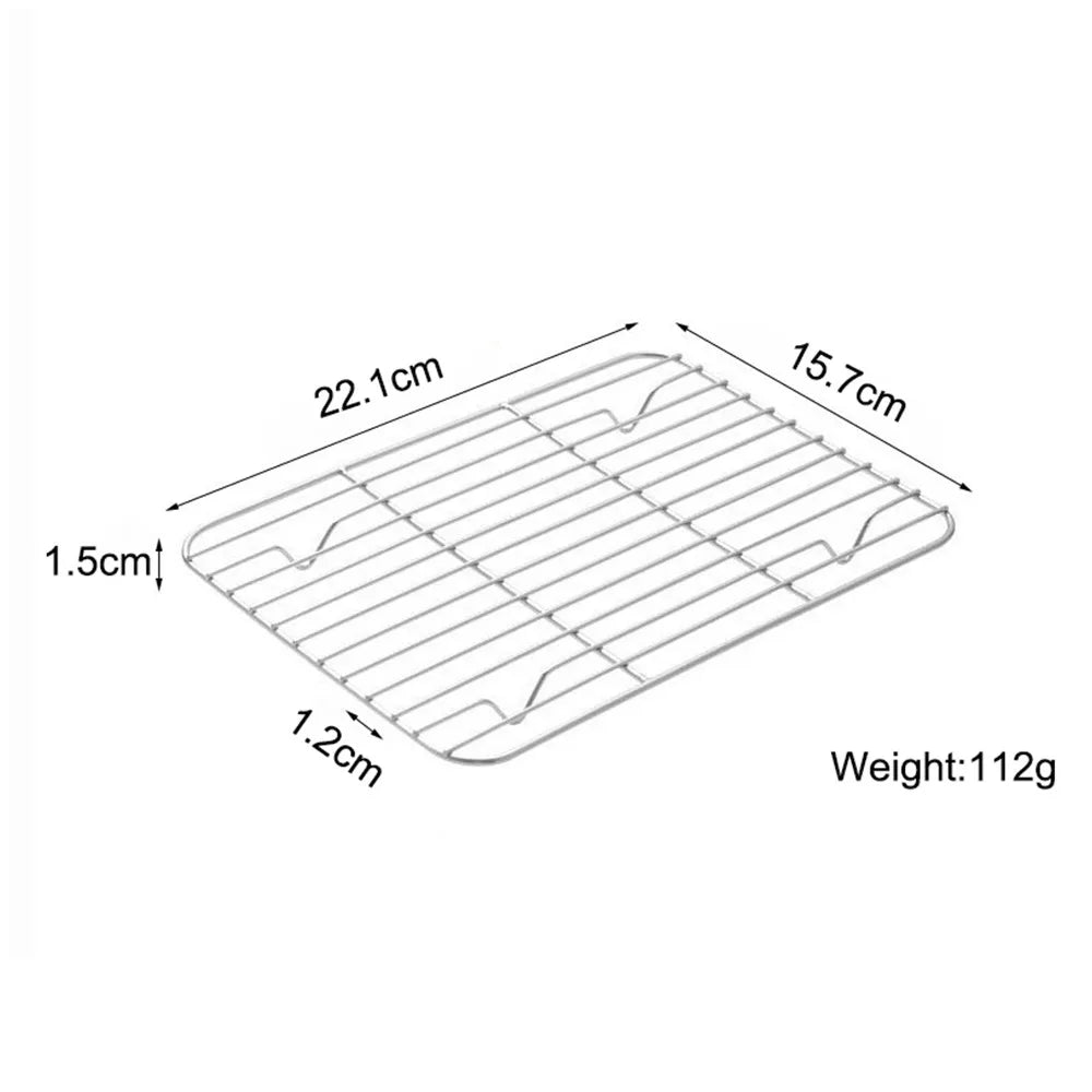 Stainless Steel Cooling Rack Non-stick Silver BBQ Tray Barbecue Vue 22.1x15.7cm