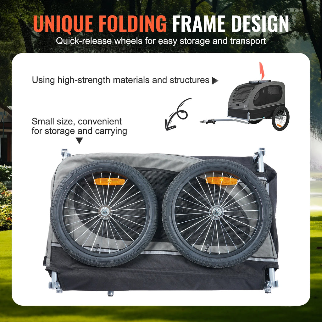 88 lb Dog Bike Trailer – Collapsible Pet Bicycle Carrier Dog Bike Trailer Vue