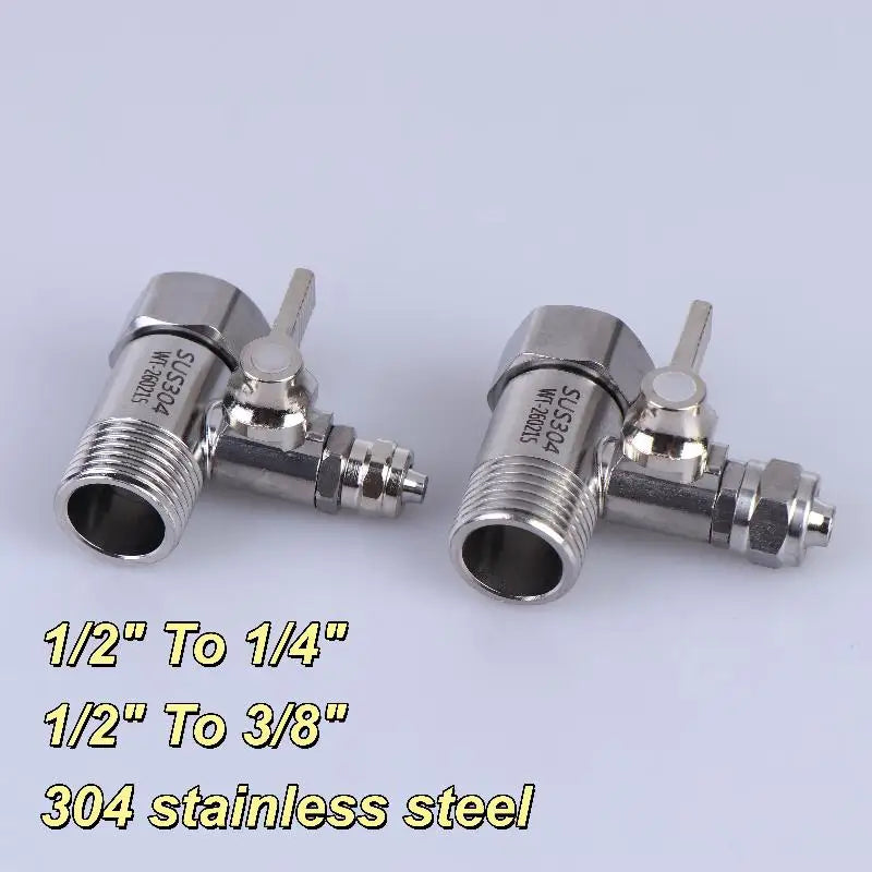 1 Set RO Feed Water Adapter 1/2 to 1/4 3/8 Inch With Shut Off Valve Long Lasting Brass for Under Sink Filter Vue