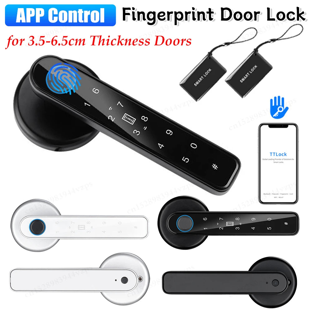 Digital Door Lock Biometric Fingerprint Lock Smart Home Anti Peeping TTLOCK APP Control Type-C Charging Intelligent Door Lock Vue