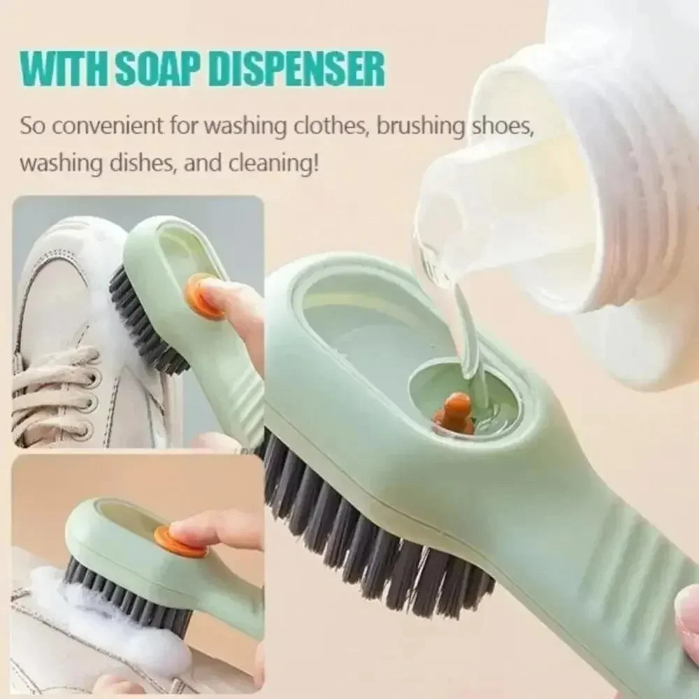 Multifunction Cleaning Shoe Brush Soft Automatic Liquid Shoe Brush Long Handle Clothes Soap Brush With Hook Clean Tool Vue