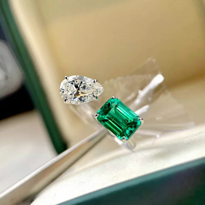Huitan Green & White CZ Open Ring – Trendy Women's Jewelry Fashion Ring Vue