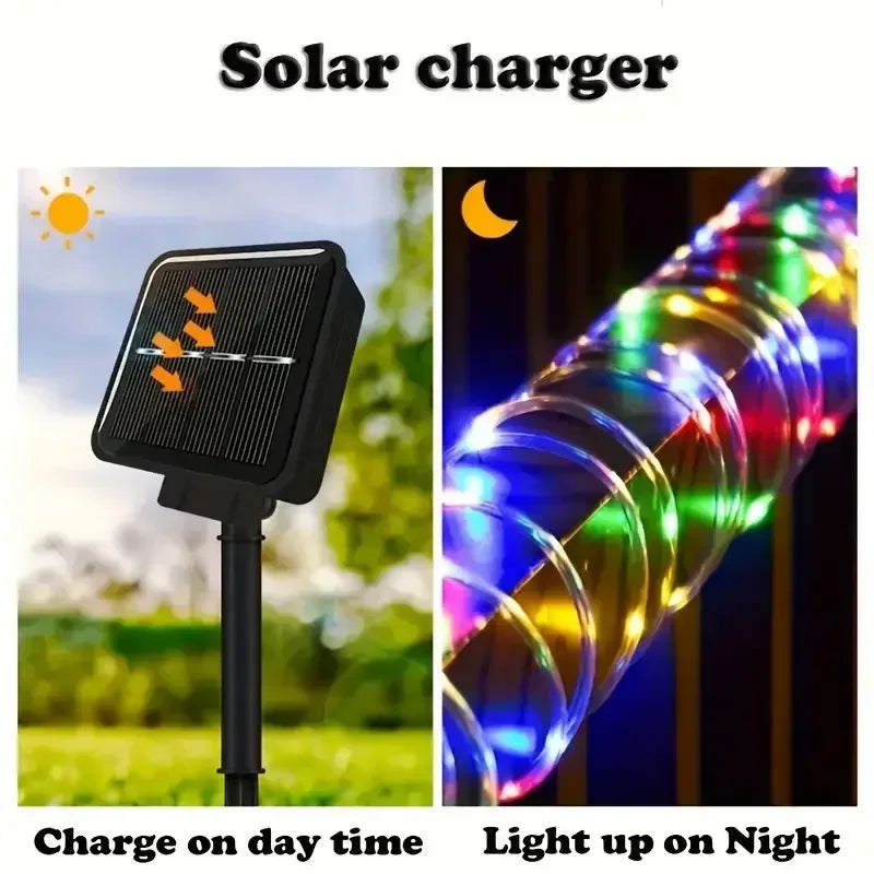 Solar Rope Lights Outdoor 33FT 100LED Solar String Lights 8 Modes for Party Garden Yard Wedding Christmas Halloween Decoration Vue