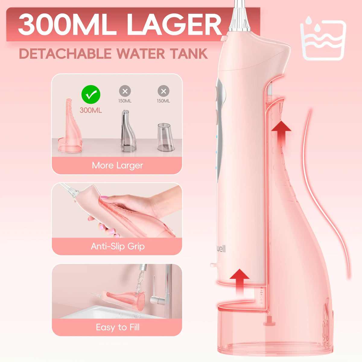 Mornwell Newest D52 Water Flosse Jet Rechargeable Oral Flosser Portable 300ML 6 Nozzles Waterproof Oral Irrigator Teeth Cleaner Vue