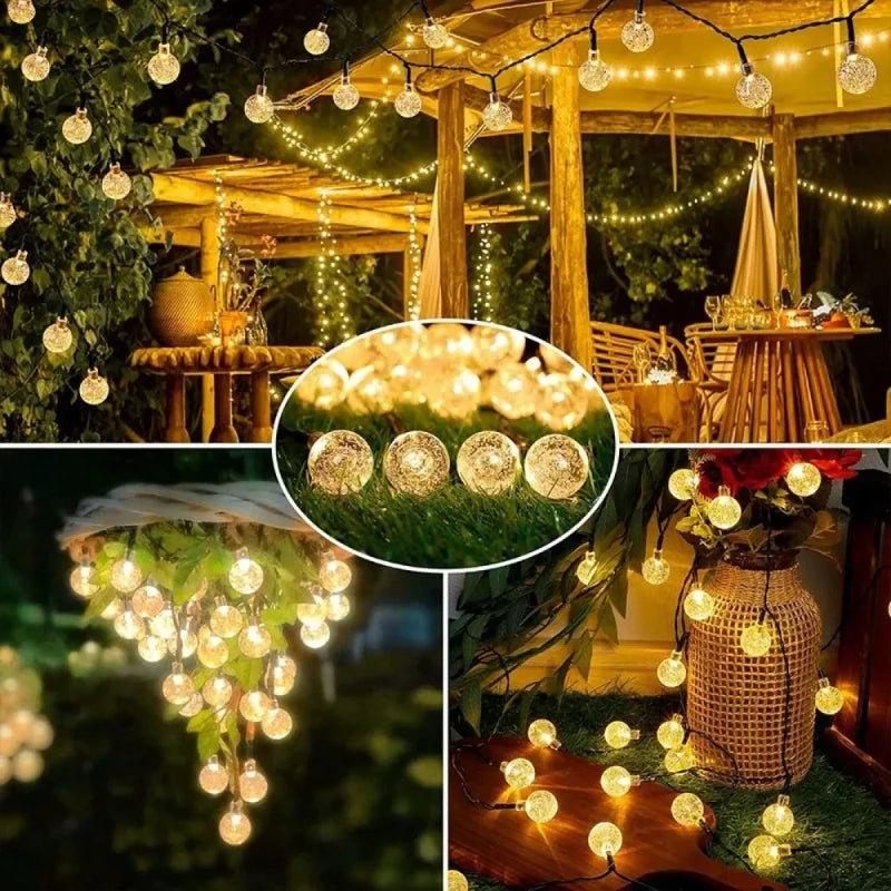Solar Bubble Balls Lamp String Lights Outdoor Water Drops Outdoor Waterproof Orb Christmas Lights Patio Holiday Party Vue