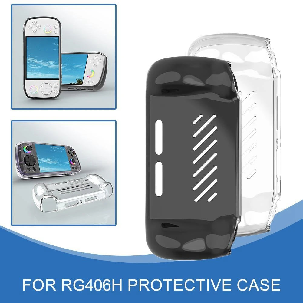 Hot-TPU Soft Shell Protective Case For ANBERNIC RG 406H Handheld Game Console, Anti-Drop And Wear-Resistant, Transparent White Vue