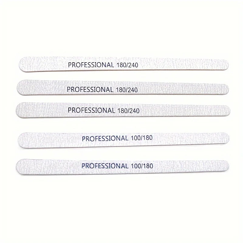 Grey Sandpaper Nail Files 100/180/240 Buffs For Manicure Pedicure Tools Material Srong Thick Nails File Kit Vue