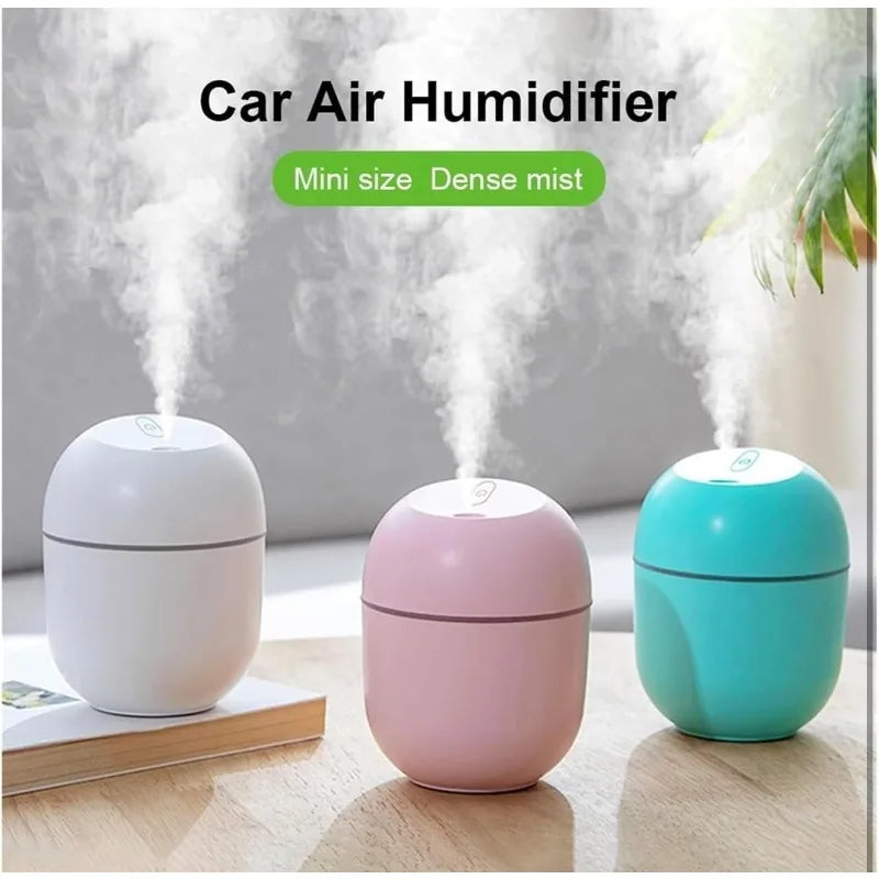 Portable 220ml Mini USB Humidifier with Colorful LED Lights Ultrasonic Cool Mist Air Diffuser for Home Office Car Bedroom Vue