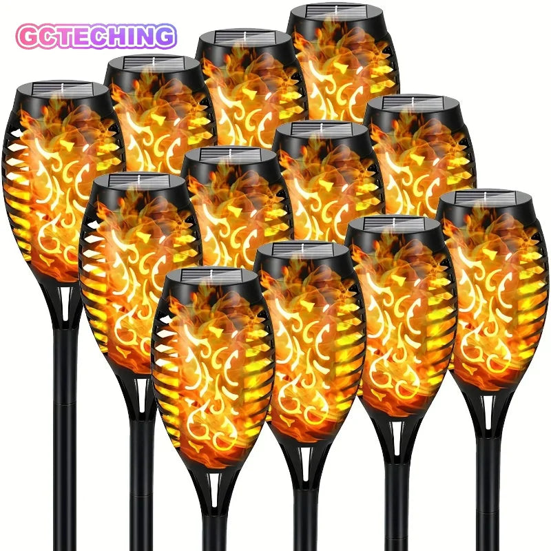 12LED Solar Flame Light Outdoor,Waterproof 12LEDs Torches Landscape Lamp for Outdoor Courtyard Garden Yard,Halloween Decorations Vue