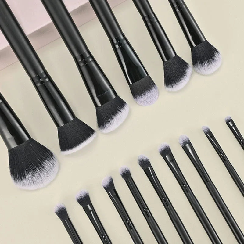 15Pcs Makeup Brush Set Soft Synthetic Loose Powder Blush Brush Eyeshadow Foundation Cosmetic Brushes with PU Leather Storage Bag Vue