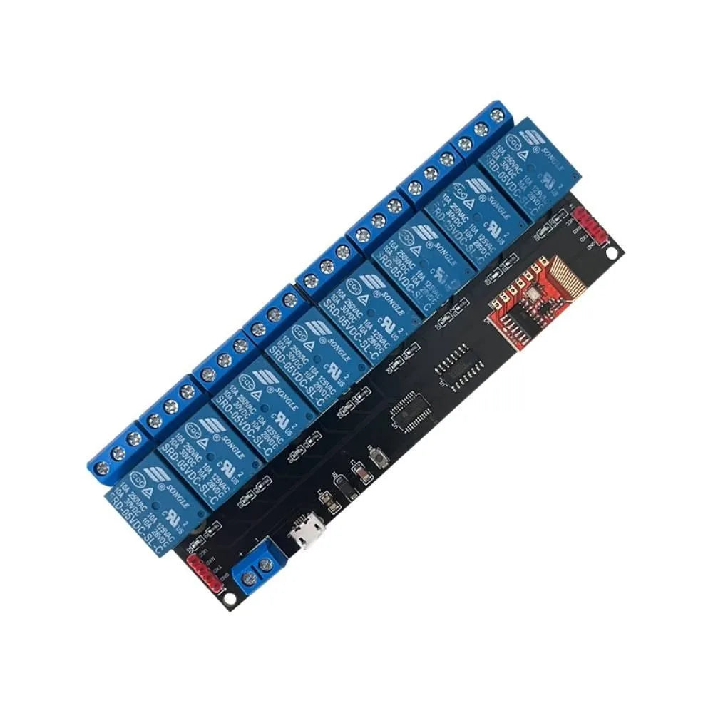 DC5V TTL 8-channel Serial Port Relay Module 433MHz RF Control Support Self-locking Interlocking Point-and-trip Mode Relay Board Vue