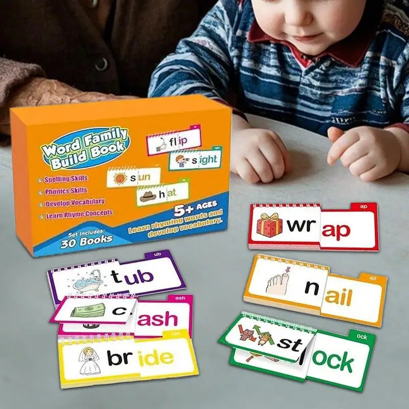 30 Read & Rhyme Flip Books – Word Family Flash Cards Set Phonics Flip Book Set Vue