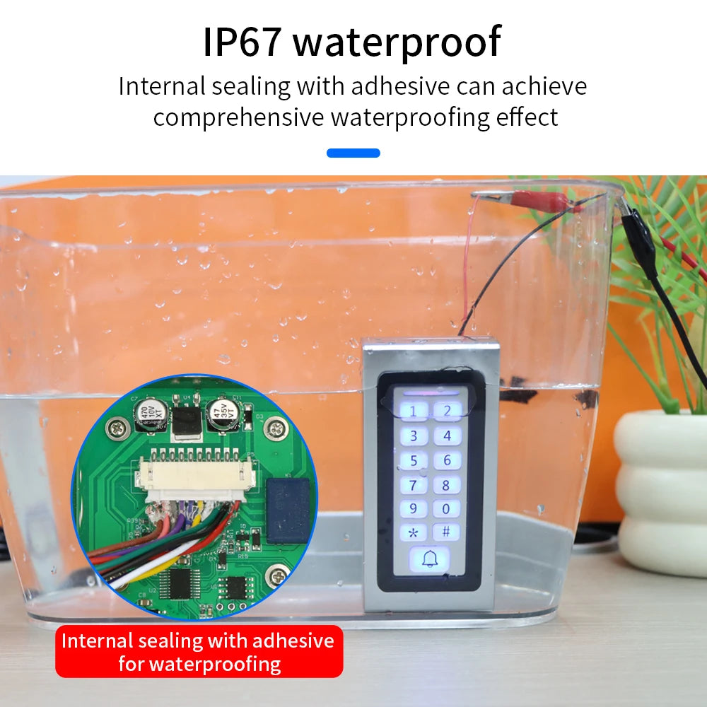 IP67 Waterproof RFID Metal Keypad Reader 1500 Users 125KHz EM Card Door Access Control System with Backlight for Commercial/Indu Vue