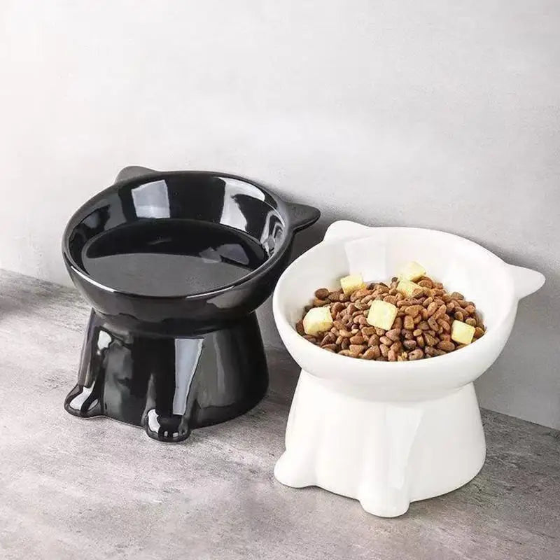 Raised Cat Bowl Anti-tipping 15 Degree Slant Tall Legs for Eating and Drinking Reduces Neck Strain in Multiple Room Settings Vue