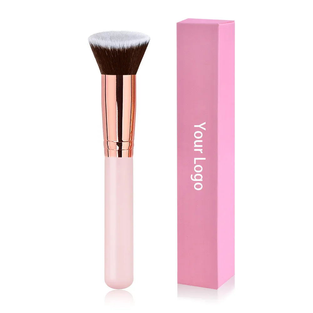 Free Private Label Makeup Brushes Foundation Loose Powder Concealer Blending Brush Pink Beauty Makeup Tool Wholesale Bulk 10pcs Vue P1
