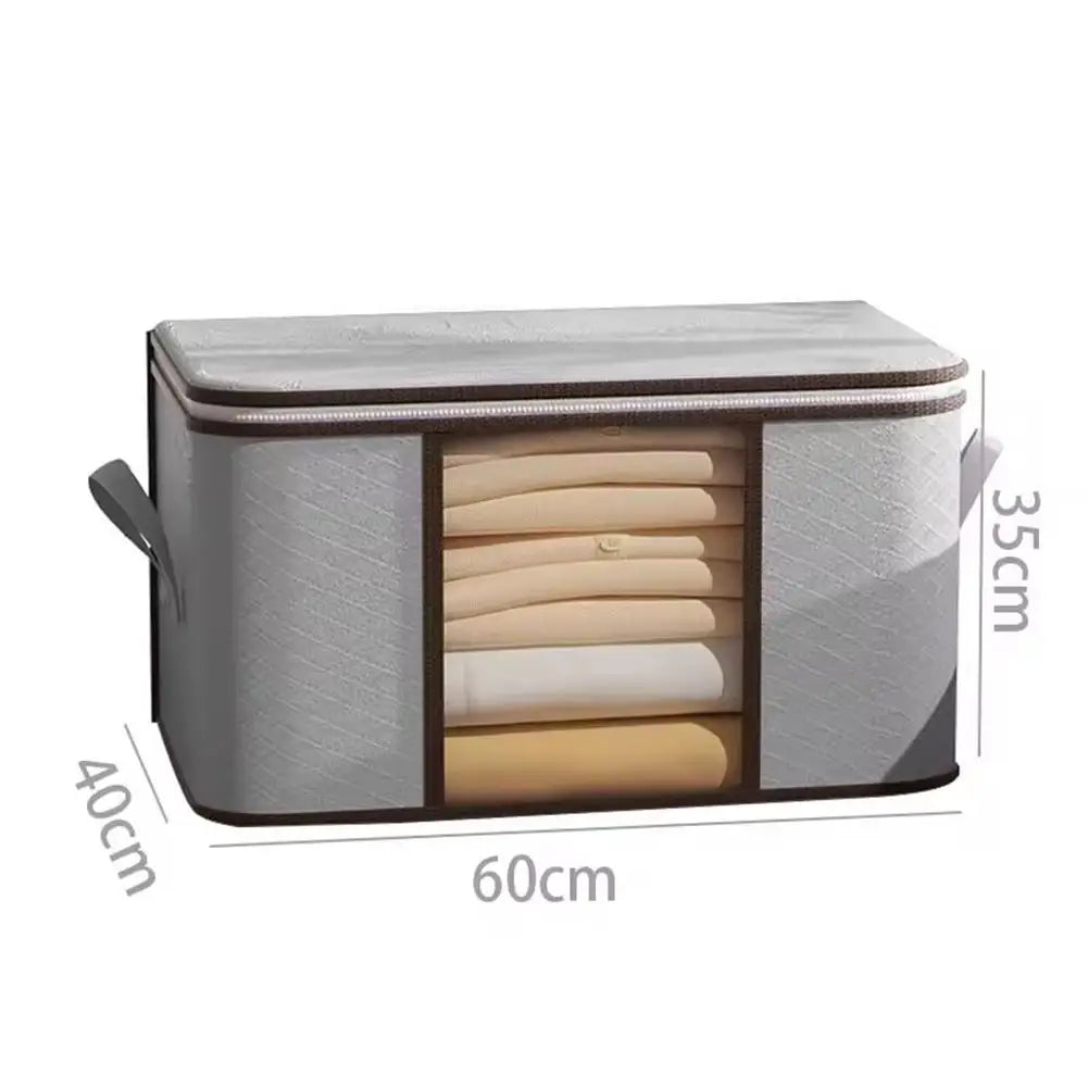 Moistureproof Clothes Storage Bag Large Quilt Blanket Organizer Box Portable Wardrobe Garment Packing Pouch with Visible Window Vue