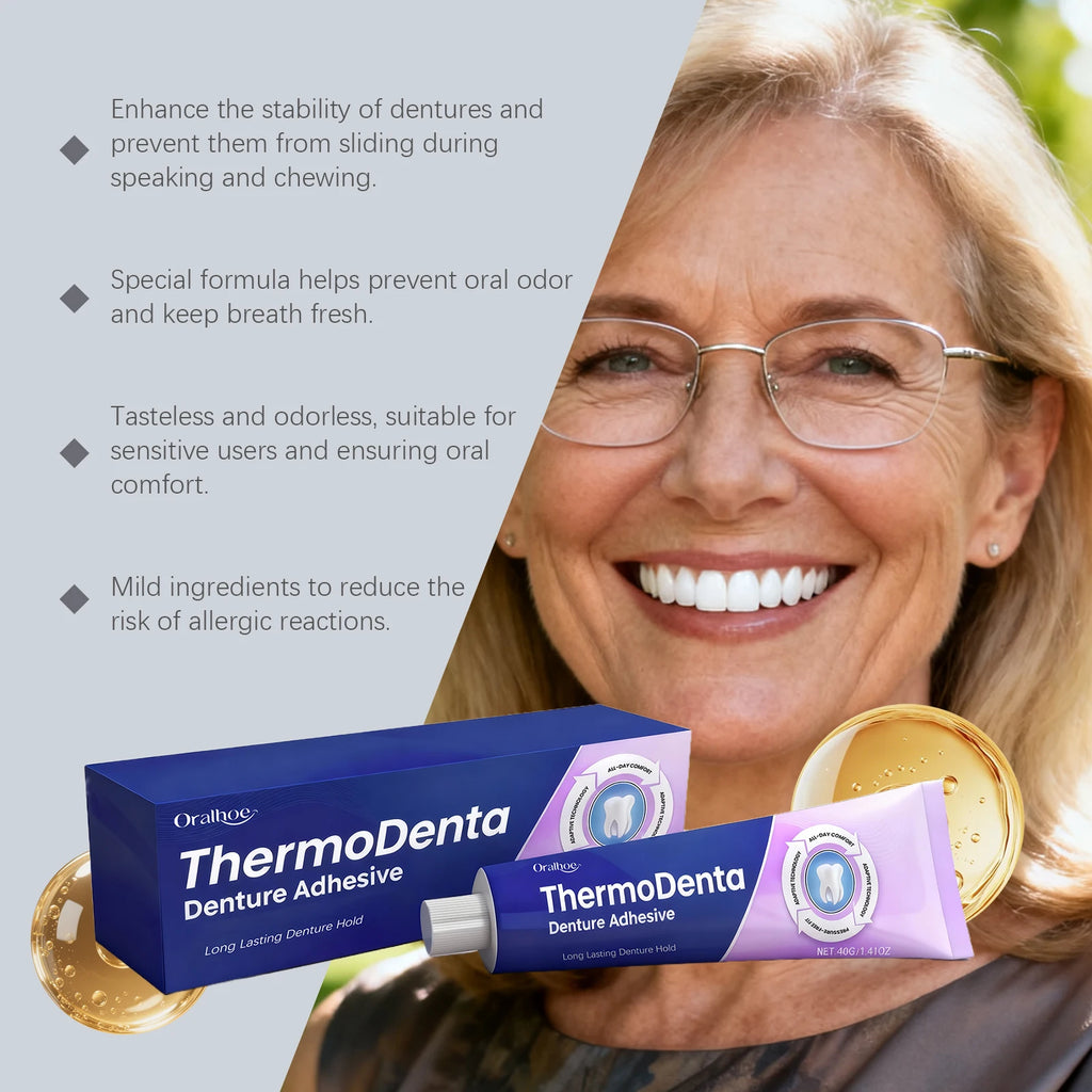 Denture Adhesive Cream - Natural Fit, Secure Hold, Comfortable Denture Fixative, Long-Lasting Seal for Upper & Lower Dentures Vue