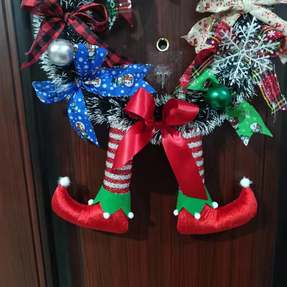 Cartoon Christmas Wreath Clown Bows Door Wreath Cute Ornament Christmas House Wall Hanging Wreath new year Christmas Decoration Vue