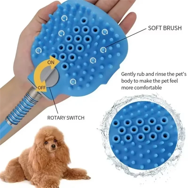 ABKW-Dog & Cat Pet Shower Tool–Portable Silicone Massage Nozzle Bathing Kit With Adjustable Water Pressure Hose Vue
