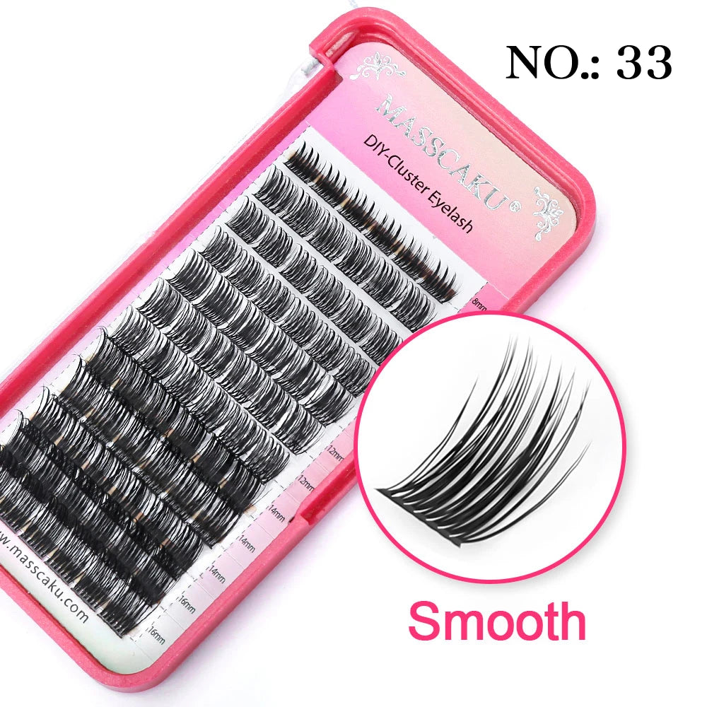 MASSCAKU 0.07mm Thickness Fast Grafting DIY Segmented Hybrid Eyelashes Waterproof Handmade DIY Clusters Volume Lashes Supplies Vue 33 D+ 0.07mm|MIX
