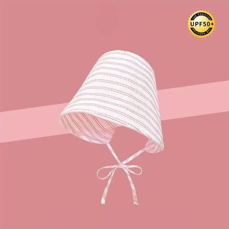 Bucket Hat Wide Brim Floral Pastoral French Striped Lace Up Sun Protection for Outdoor Summer Events Vue Pink