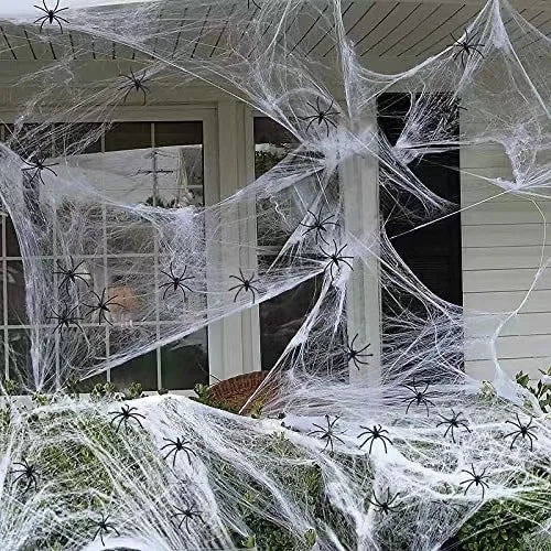 White Spider Web For Halloween Decorations Artificial Stretchy Cobweb For Halloween Scary Party Scene Decor Haunted House Props Vue