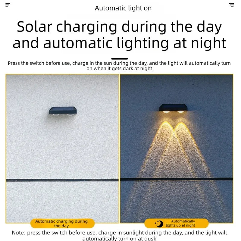 2/3Led Solar Powered Outdoor Lights Automatic Waterproof for Wall Deck Patio Steps Yard Garden LED Landscape Lighting Fixture Vue