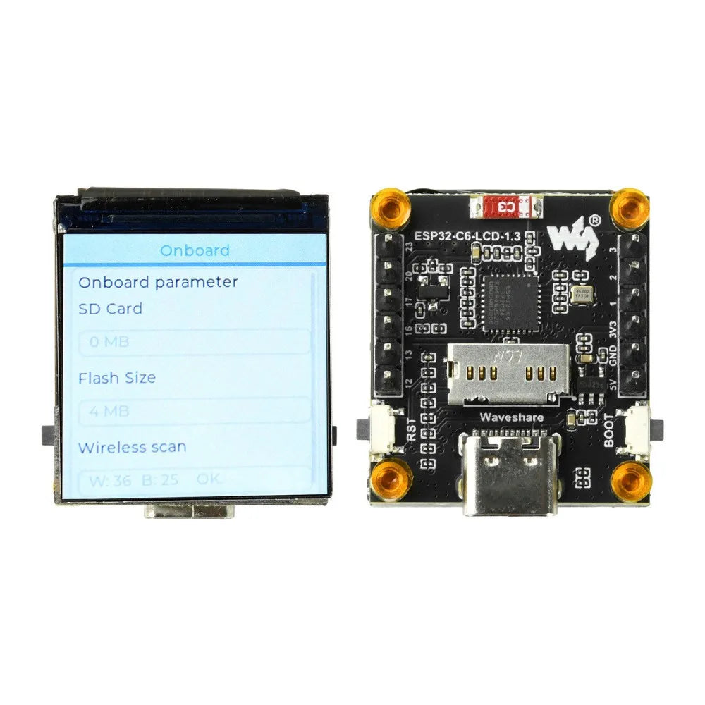 ESP32-C6 Development Board 1.3" 240x240 IPS LCD ST7789 WIFI6 BLE5 RISC-V 32-bit Single Core QMI8658 6-Axis IMU Type-C Smart Home Vue With Pin